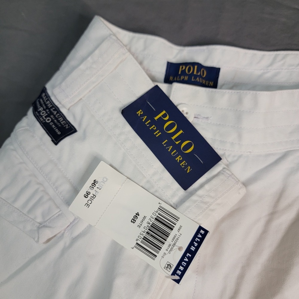 New Polo Ralph Lauren Cargo Shorts Men's 46B 10" Inseam White Classic